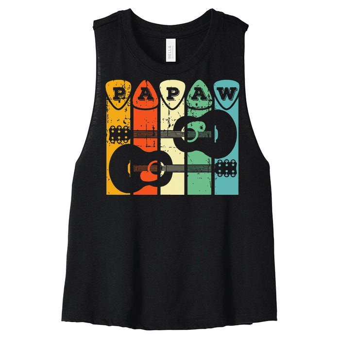 Papaw Guitar Pick Gift Guitar Player Grandpa Retro Guitarist Women's Racerback Cropped Tank