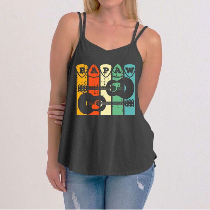 Papaw Guitar Pick Gift Guitar Player Grandpa Retro Guitarist Women's Strappy Tank