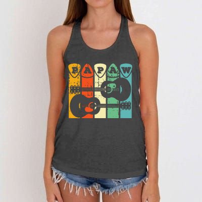 Papaw Guitar Pick Gift Guitar Player Grandpa Retro Guitarist Women's Knotted Racerback Tank