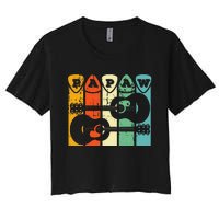 Papaw Guitar Pick Gift Guitar Player Grandpa Retro Guitarist Women's Crop Top Tee