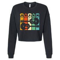 Papaw Guitar Pick Gift Guitar Player Grandpa Retro Guitarist Cropped Pullover Crew