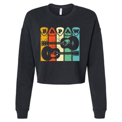 Papaw Guitar Pick Gift Guitar Player Grandpa Retro Guitarist Cropped Pullover Crew