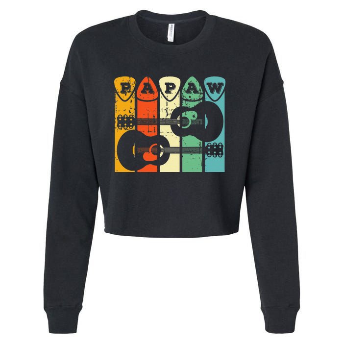 Papaw Guitar Pick Gift Guitar Player Grandpa Retro Guitarist Cropped Pullover Crew