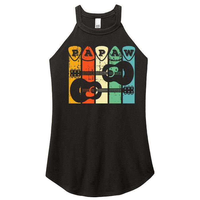 Papaw Guitar Pick Gift Guitar Player Grandpa Retro Guitarist Women's Perfect Tri Rocker Tank