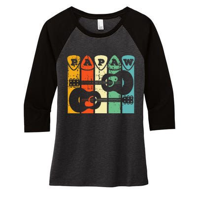 Papaw Guitar Pick Gift Guitar Player Grandpa Retro Guitarist Women's Tri-Blend 3/4-Sleeve Raglan Shirt