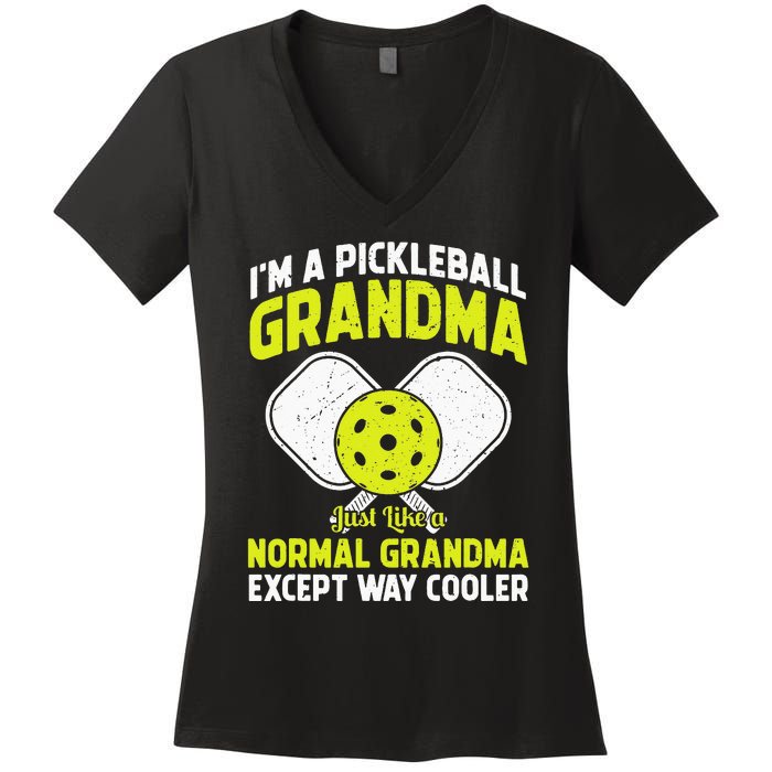 Pickleball Grandma Pickleball Player Grandmother Women's V-Neck T-Shirt