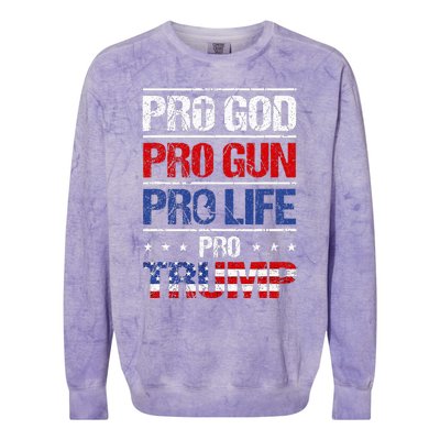 Pro God Pro Gun Pro Life Pro Trump Patriotic Colorblast Crewneck Sweatshirt