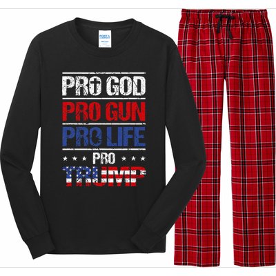 Pro God Pro Gun Pro Life Pro Trump Patriotic Long Sleeve Pajama Set