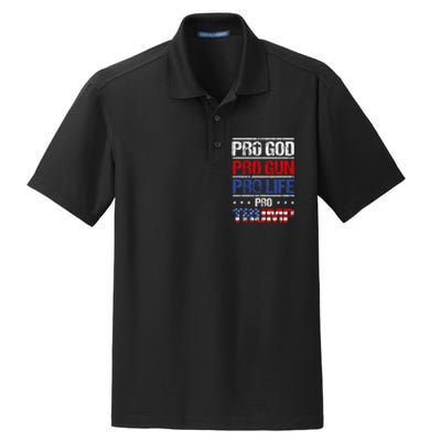 Pro God Pro Gun Pro Life Pro Trump Patriotic Dry Zone Grid Polo