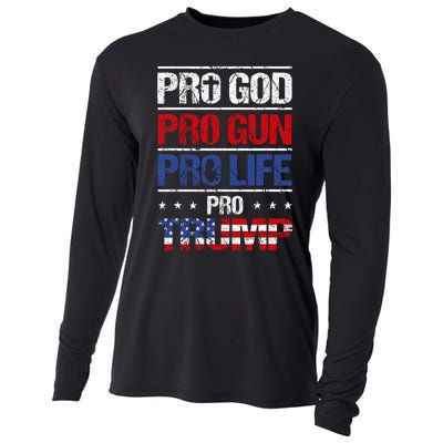 Pro God Pro Gun Pro Life Pro Trump Patriotic Cooling Performance Long Sleeve Crew