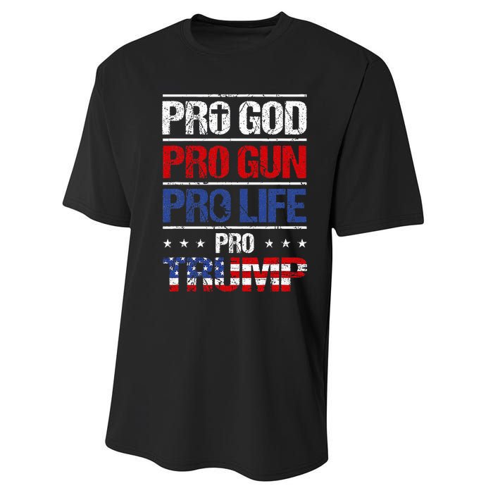 Pro God Pro Gun Pro Life Pro Trump Patriotic Performance Sprint T-Shirt