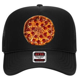 Pizza Graphic High Crown Mesh Back Trucker Hat