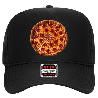 Pizza Graphic High Crown Mesh Back Trucker Hat