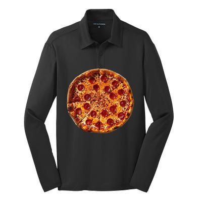 Pizza Graphic Silk Touch Performance Long Sleeve Polo