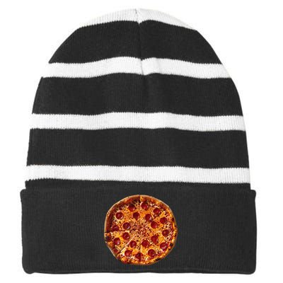 Pizza Graphic Striped Beanie with Solid Band