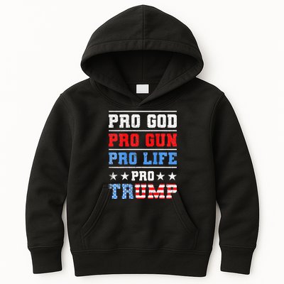 Pro God Pro Gun Pro Life Pro Trump Kids Hoodie