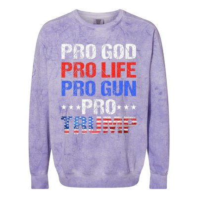 Pro God Pro Life Pro Gun Pro Trump Patriotic Trumps Fans Colorblast Crewneck Sweatshirt