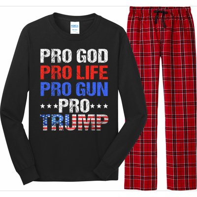 Pro God Pro Life Pro Gun Pro Trump Patriotic Trumps Fans Long Sleeve Pajama Set