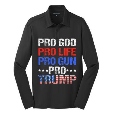 Pro God Pro Life Pro Gun Pro Trump Patriotic Trumps Fans Silk Touch Performance Long Sleeve Polo