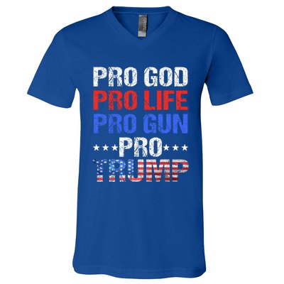 Pro God Pro Life Pro Gun Pro Trump Patriotic Trumps Fans V-Neck T-Shirt