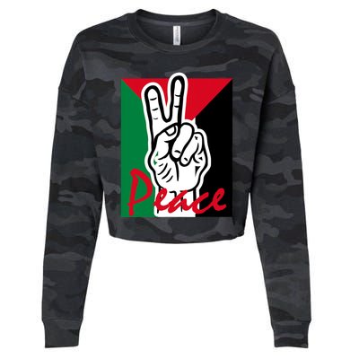 Peace Gaza Palestine Flag Cropped Pullover Crew