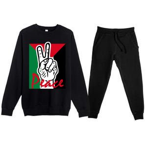 Peace Gaza Palestine Flag Premium Crewneck Sweatsuit Set