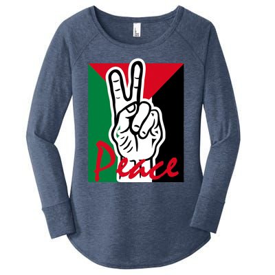 Peace Gaza Palestine Flag Women's Perfect Tri Tunic Long Sleeve Shirt