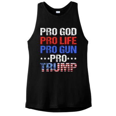 Pro God Pro Life Pro Gun Pro Trump Patriotic Trumps Fans Ladies PosiCharge Tri-Blend Wicking Tank