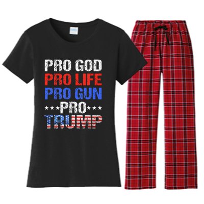 Pro God Pro Life Pro Gun Pro Trump Patriotic Trumps Fans Women's Flannel Pajama Set