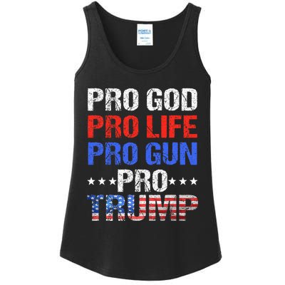 Pro God Pro Life Pro Gun Pro Trump Patriotic Trumps Fans Ladies Essential Tank