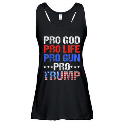 Pro God Pro Life Pro Gun Pro Trump Patriotic Trumps Fans Ladies Essential Flowy Tank