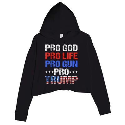 Pro God Pro Life Pro Gun Pro Trump Patriotic Trumps Fans Crop Fleece Hoodie