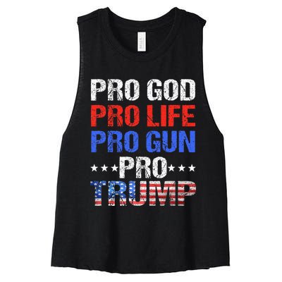 Pro God Pro Life Pro Gun Pro Trump Patriotic Trumps Fans Women's Racerback Cropped Tank