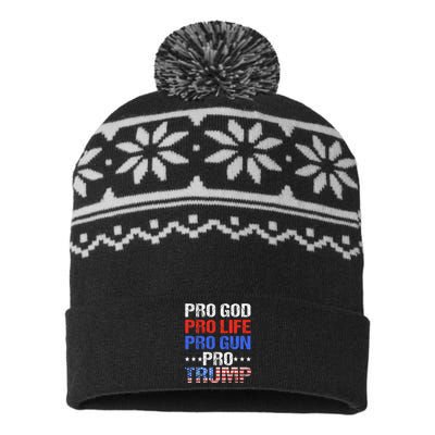 Pro God Pro Life Pro Gun Pro Trump Patriotic Trumps Fans USA-Made Snowflake Beanie