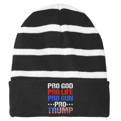 Pro God Pro Life Pro Gun Pro Trump Patriotic Trumps Fans Striped Beanie with Solid Band