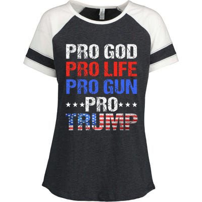 Pro God Pro Life Pro Gun Pro Trump Patriotic Trumps Fans Enza Ladies Jersey Colorblock Tee