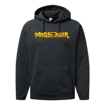 Pickleball Gear Pickleballer Graffiti Logo Performance Fleece Hoodie