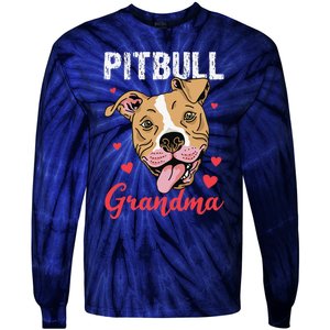 Pitbull Grandma Pawma Dog Grandparents Dog Lover Tie-Dye Long Sleeve Shirt