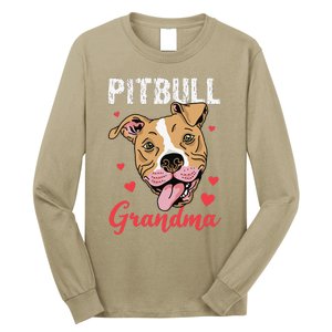 Pitbull Grandma Pawma Dog Grandparents Dog Lover Long Sleeve Shirt