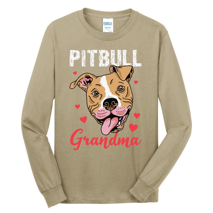 Pitbull Grandma Pawma Dog Grandparents Dog Lover Tall Long Sleeve T-Shirt