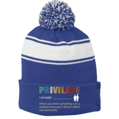 Privileged Gift Privilege Definition Gift Stripe Pom Pom Beanie