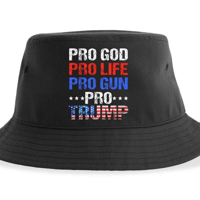 Pro God Pro Life Pro Gun Pro Trump Patriotic Trumps Fans Sustainable Bucket Hat