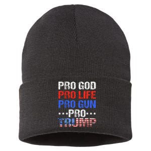 Pro God Pro Life Pro Gun Pro Trump Patriotic Trumps Fans Sustainable Knit Beanie