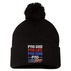 Pro God Pro Life Pro Gun Pro Trump Patriotic Trumps Fans Pom Pom 12in Knit Beanie