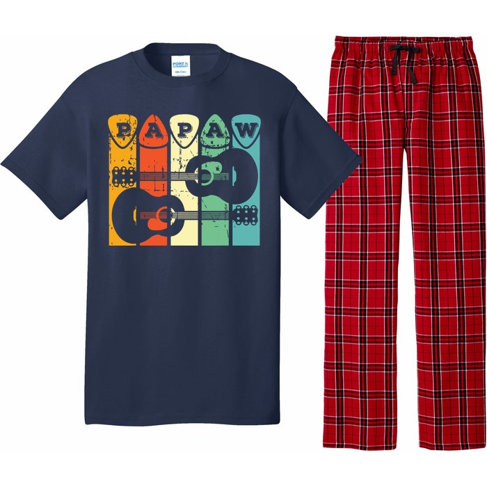 Papaw Guitar Pick Gift Guitar Player Grandpa Retro Guitarist Pajama Set