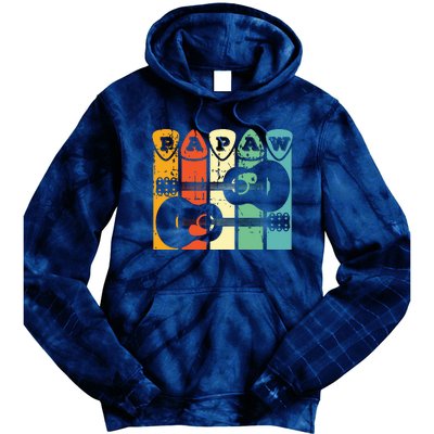 Papaw Guitar Pick Gift Guitar Player Grandpa Retro Guitarist Tie Dye Hoodie