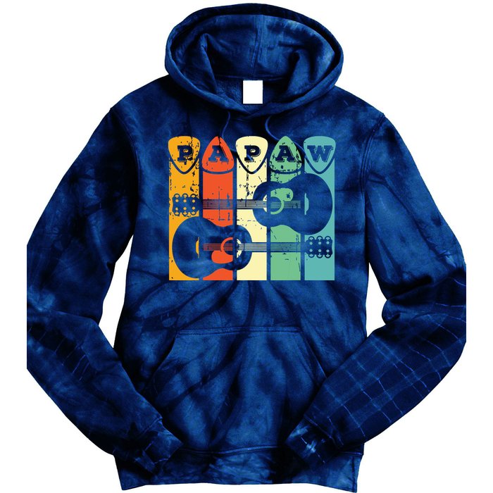 Papaw Guitar Pick Gift Guitar Player Grandpa Retro Guitarist Tie Dye Hoodie