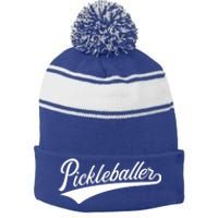 Pickleballer Gift Stripe Pom Pom Beanie