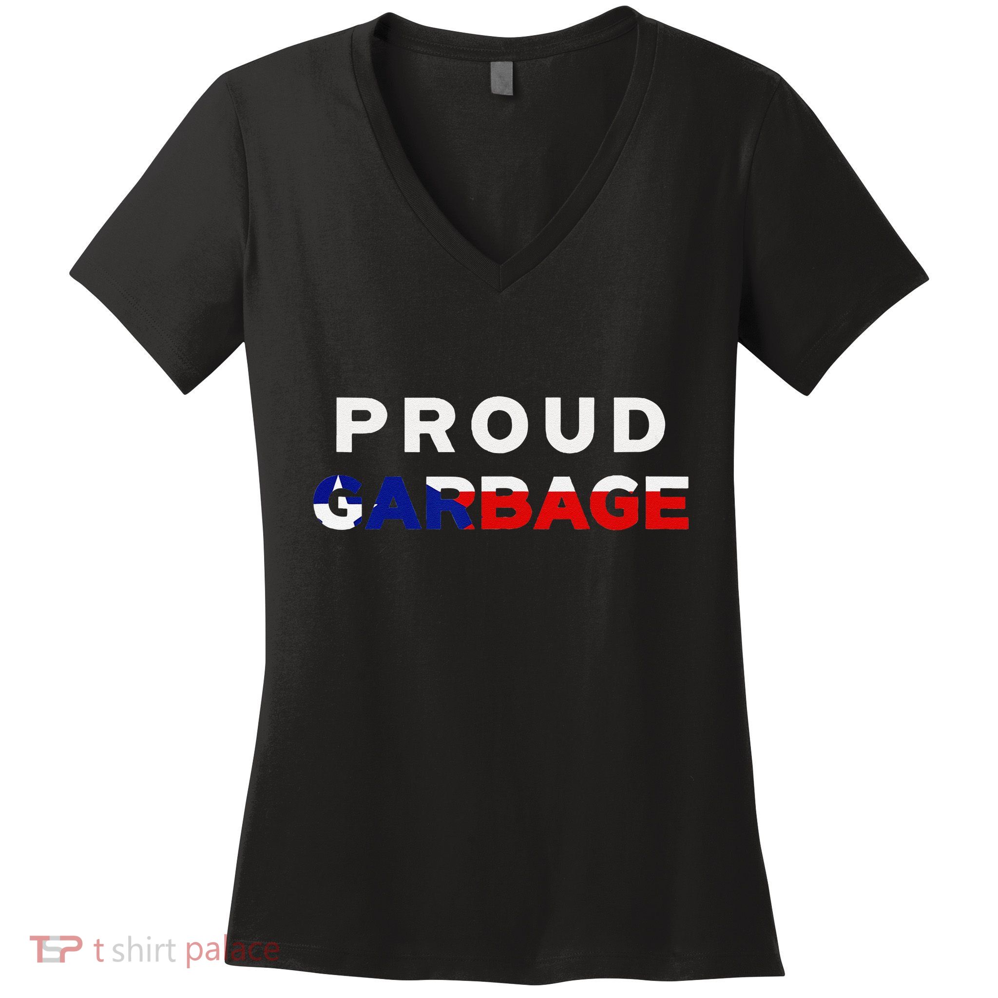 Proud Garbage Peurto Rico Flag Boricua Women's V-Neck T-Shirt