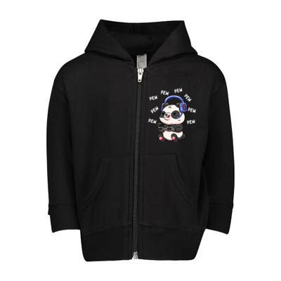 Pew Gamer Panda Pew Pew Gaming Lover Gift Cute Gift Toddler Zip Fleece Hoodie